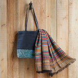 Leather and Cotton Tote Bag