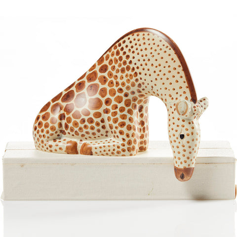Hand Carved Soapstone Giraffe Shelf Sitting Sculpture