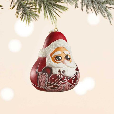 Holly Jolly Santa Gourd Ornament