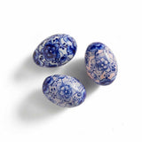 Indigo Floral Eggs - Set of 3