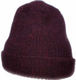 Hand-Knitted Alpaca Milkshake Beanie Steel Merlot