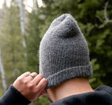 Hand-Knitted Alpaca Milkshake Beanie  Grey