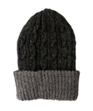 Reversible Alpaca Cable Hat - Brown