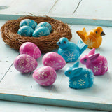 Soapstone Easter Bunnies - Set of 2. Shown with other soapstone Easter decor, sold separately.