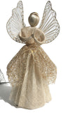 Pretty Abaca Angel with Golden Skirt, Decoration or Tree Topper