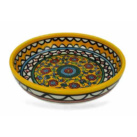 Hand Painted Floral Yellow Bowl - Large