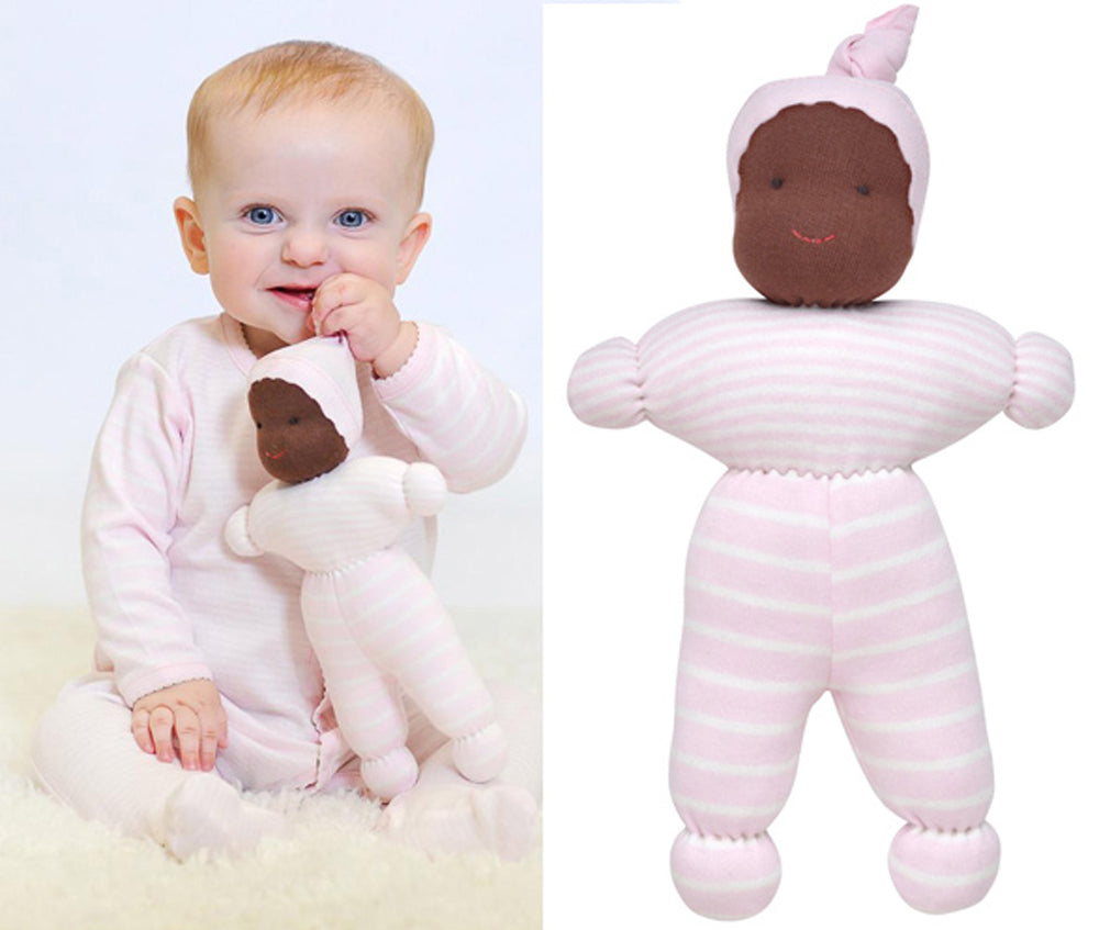 Organic baby doll, Waldorf baby doll, organic dark-skinned on sale baby doll, organic bl