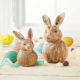 Carved Wood Bunny Buddies - set of 2