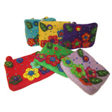 Flower Embroidered Felt Coin Purse