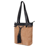 Upcycled Suede & Leather Shoulder Bag with Tassle