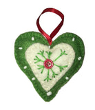 Handcrafted Felt Heart Ornament Green
