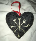 Handcrafted Felt Heart Ornament Grey