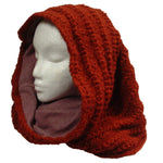 Thick Fleece Lined Mobius Scarf/Hoodie Red