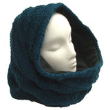 Thick Fleece Lined Mobius Scarf/Hoodie Dark Teal