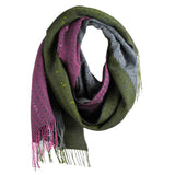 Multi-Colored Alpaca Scarves Forest/Pewter/Fuchsia