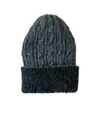 Reversible Alpaca Cable Hat - Charcoal