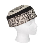 Reversible Blockprint Skull Cap Black White