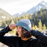 Reversible Alpaca Cable Hat - Powder Blue