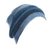 Multi-Colored Baby Alpaca Beanie Hat Ocean Blue