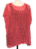 Cap Sleeved Popcorn Knit Top Coral
