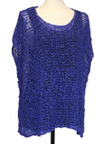 Cap Sleeved Popcorn Knit Top Cobalt Blue