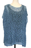 Cap Sleeved Popcorn Knit Top Steel Blue