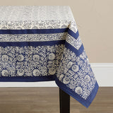 Fair Trade Table Cloth - Navy Wildflower