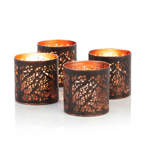 Birch Tree Cut-Out Tea Light Lanterns - Set of Four