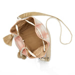 Peach Colored Shibori and Seagrass Bucket Bag - inside