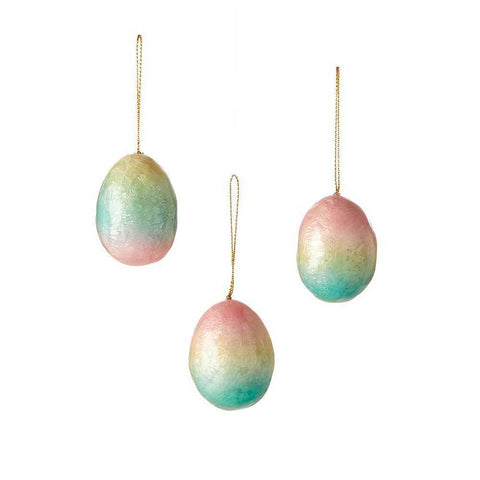Pastel Capiz Shell Easter Egg Ornaments - set of 3