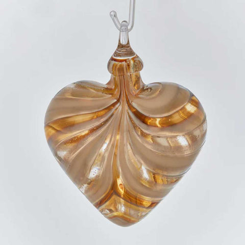 Artisan Golden Amber Heart Ornament - Handcrafted in the USA