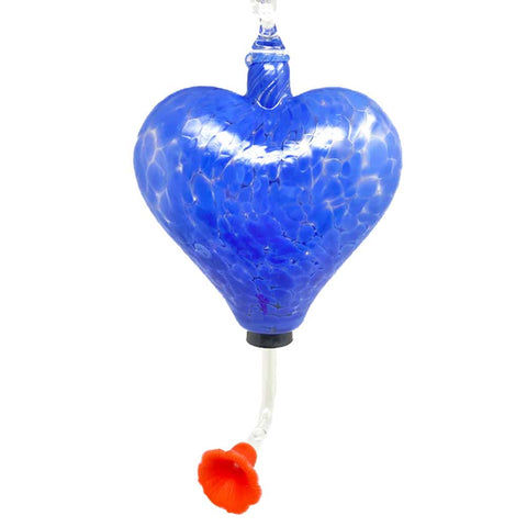 Handcrafted Heart Shaped Hummingbird Feeder, Dark Blue - Made in USA