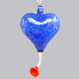 Handcrafted Heart Shaped Hummingbird Feeder, Dark Blue - Made in USA