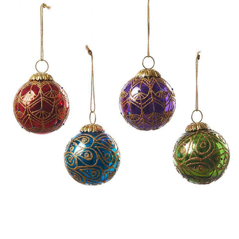 Shimmering Glass Ornaments Set of 4