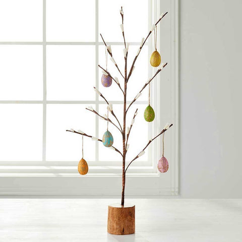 Budding Easter Egg Tree & Paper Egg Ornament Set 