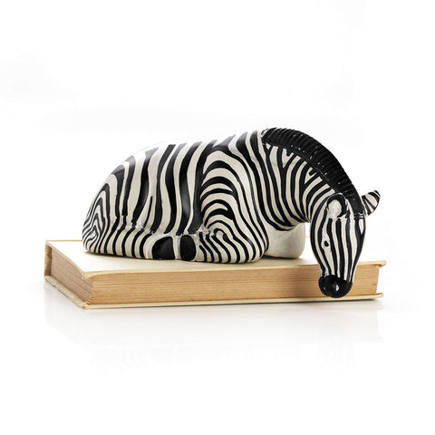 Hand Carved Soapstone Zebra Shelf Sitting Sculpture