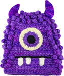 Fun Hand Knit Kids Monster Hat - Bally Purple
