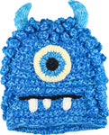 Fun Hand Knit Kids Monster Hat - Bally Blue