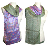 Double Sided Silk Sari Fashion Scarf - purp pink green