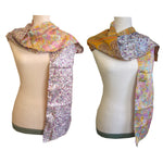 Double Sided Silk Sari Fashion Scarf - multi pastel floral
