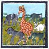 Original Painting African Wildlife - Giraffe, Eleph, Buffalo, Bunny