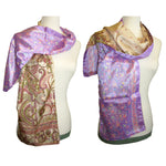 Double Sided Silk Sari Fashion Scarf - lilac green paisley
