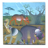 Original Painting African Wildlife - Elephant, Hippo