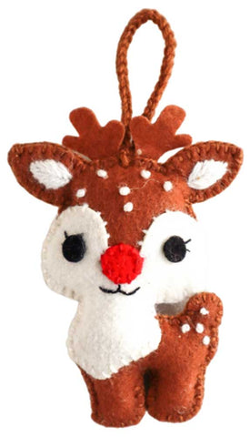 Red Nosed Reindeer Ornament - Handcrafted and Fair Trade
