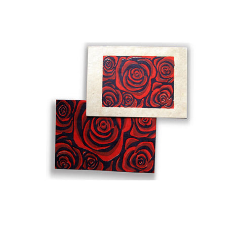 Red Rose Flower Card Set of 6, 2 designs