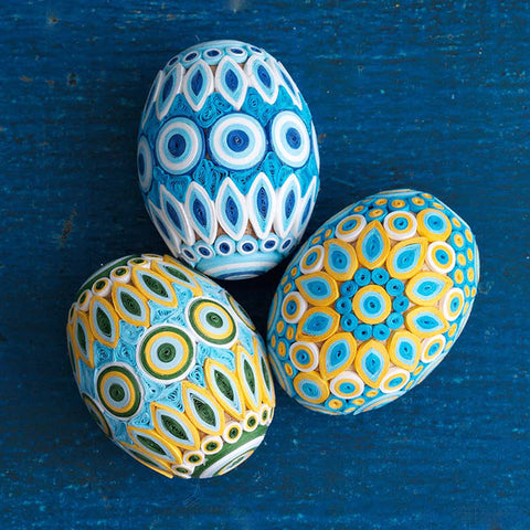 Quilled Easter Eggs - Blue/Yellow