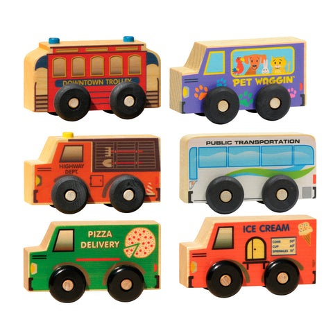 Wooden Vehicle Boxed Service Set of 6 for Toddlers – USA