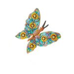 Garden Butterfly with Sunflowers - Handcrafted, Fair Trade colorfully painted butterfly art with sunflowers on the wings.
