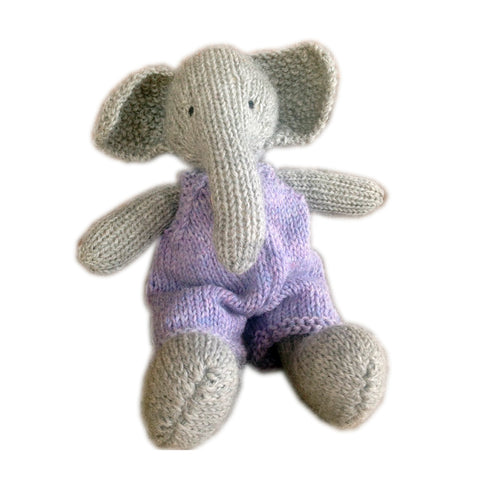 Heirloom Quality Natural Wool Stuffed Elephant 