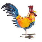 Metal Country Rooster Garden Decor.  Colorful handpainted rooster is Fair Trade and Ethical, makes a lovely decoration for home or garden.